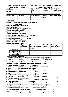 Đề đề xuất kiểm tra học kỳ II môn Tiếng Anh 7 - Năm học 2016-2017 - Trường THCS Mỹ Thắng